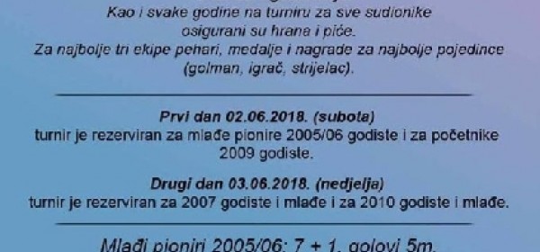 Najava - 5. memorijalni turnir Josip - Joža Kurs 2018.