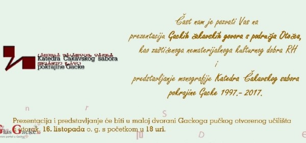 Prezentacija Gackih čakavskih govora i monografije - 18. listopada